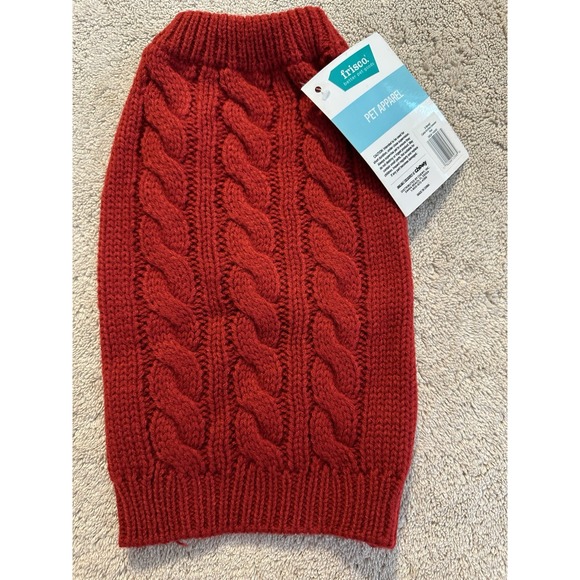 NWT Frisco XS RED Cable Knit Dog Sweater Small Breed Winter Pullover NEW - Picture 1 of 7